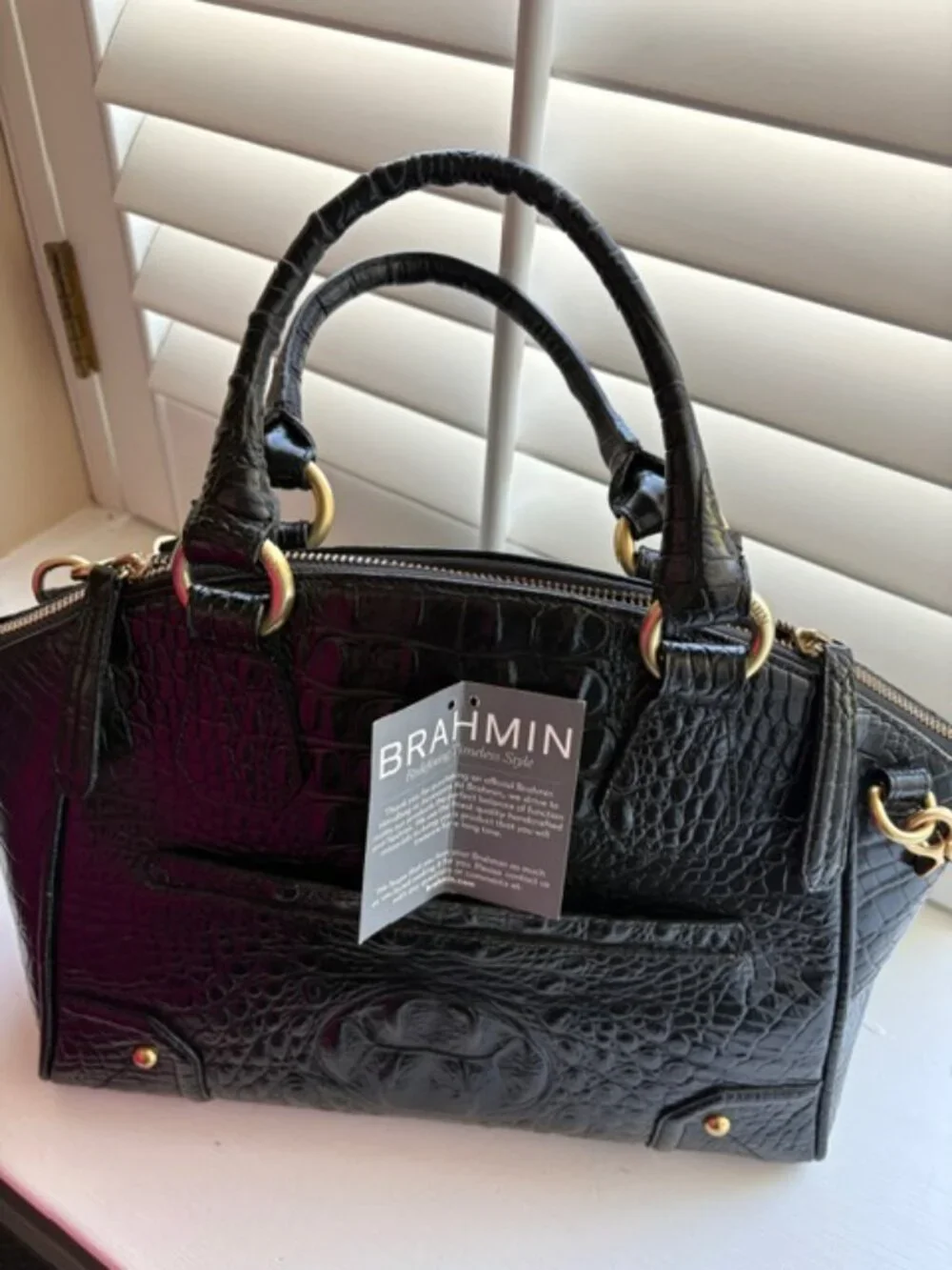 Brahmin Tyler Black Melbourne Leather Satchel